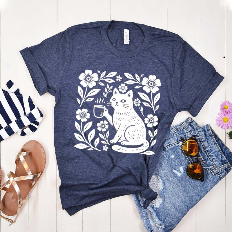 Boho Cat Coffee Lover T-Shirt