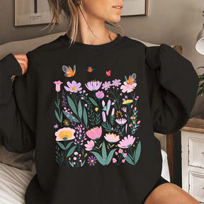Vintage Pressed Light Pink Flowers Sweatshirt