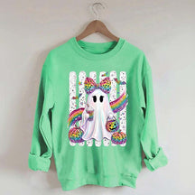 Preppy Ghost Coquette Leopard Girly Sweatshirt