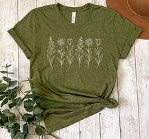 NO WORDS Subtle Anti Boho Botanical Flower T-Shirt