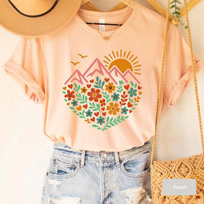 Floral Mountain Graphic Outdoor T-Shirt