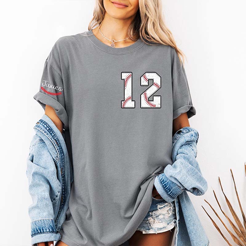 Custom Cute Baseball Number and Name T-Shirt