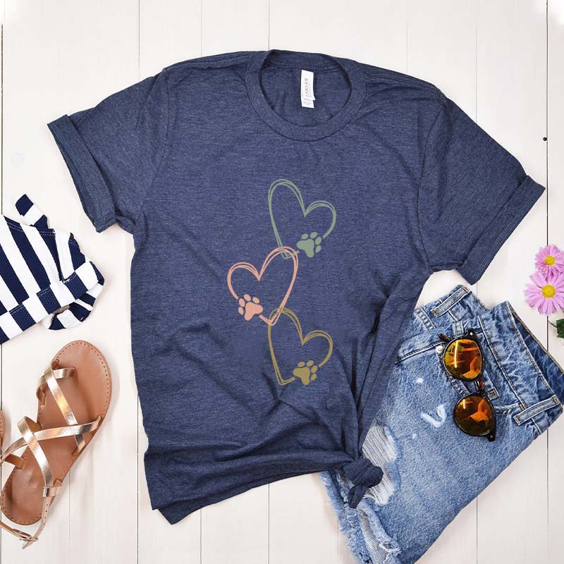 Dog Paw Heart Cat T-Shirt