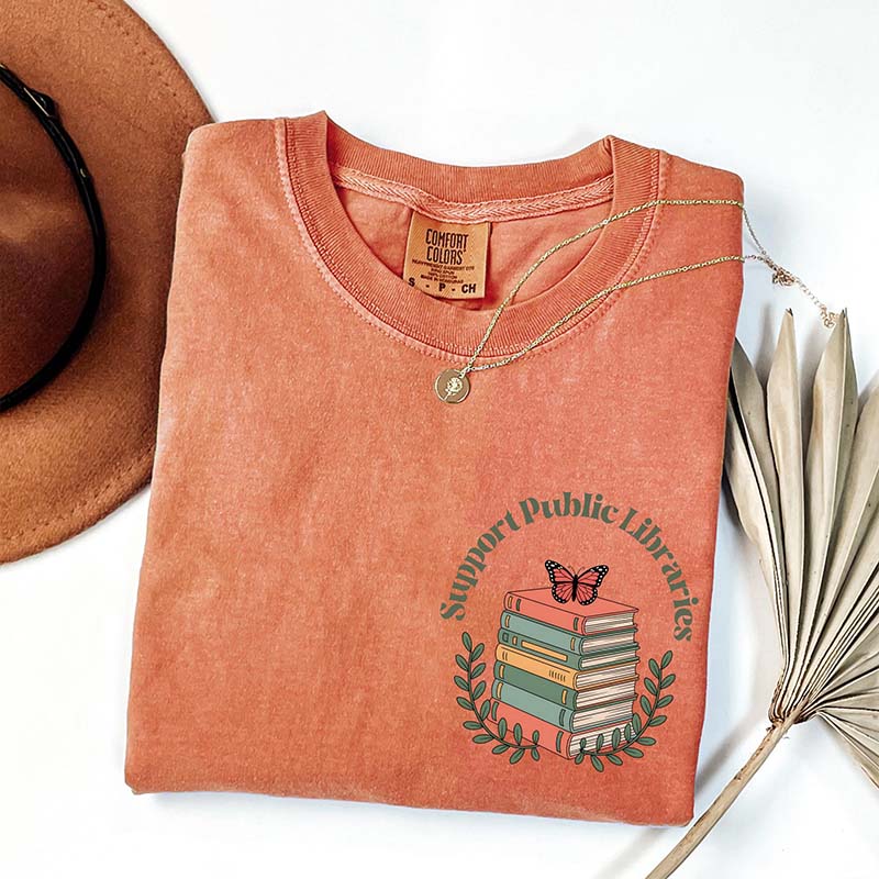 Comfort Colors Support Public Libraries Bookworm T-Shirt