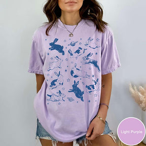 Bunnies in Space Retro Rabbit T-Shirt