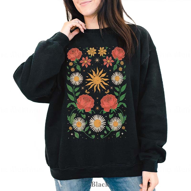 Retro Minimalist Boho Floral Sweatshirt