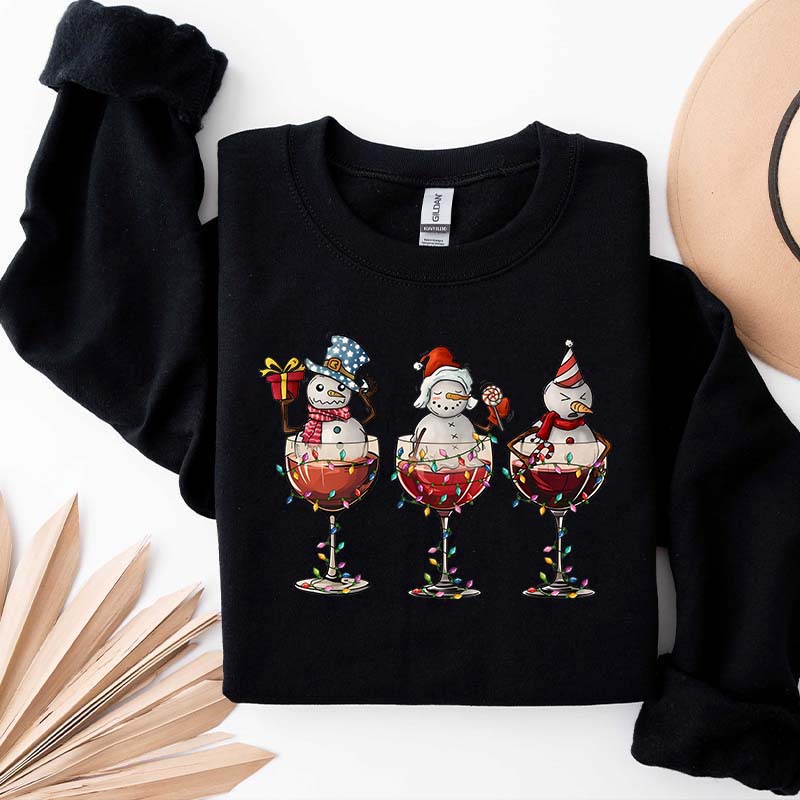 Christmas Wine Snowmen Sweatshirt
