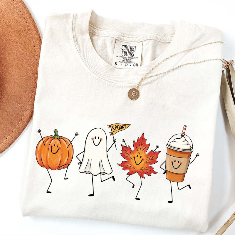 Happy Fall Doodle Smiling Spooky T-Shirt