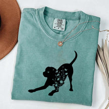 Black Lab Mom Labrador Dog Flowers T-Shirt