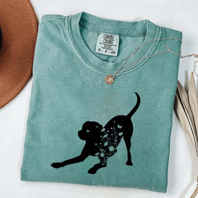Black Lab Mom Labrador Dog Flowers T-Shirt