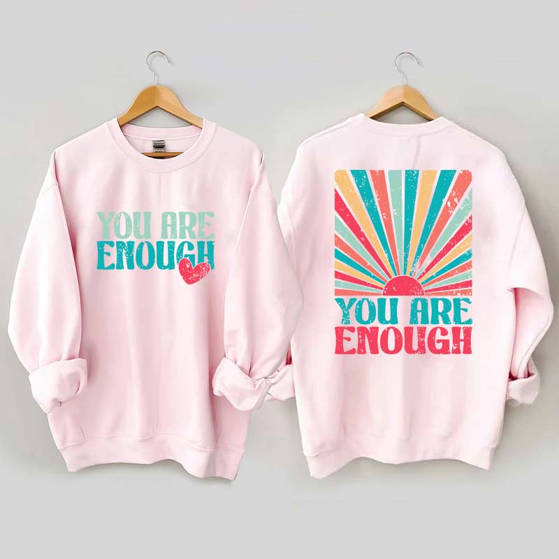 You Are Enough Vintage Retro Rainbow Sweatshirt