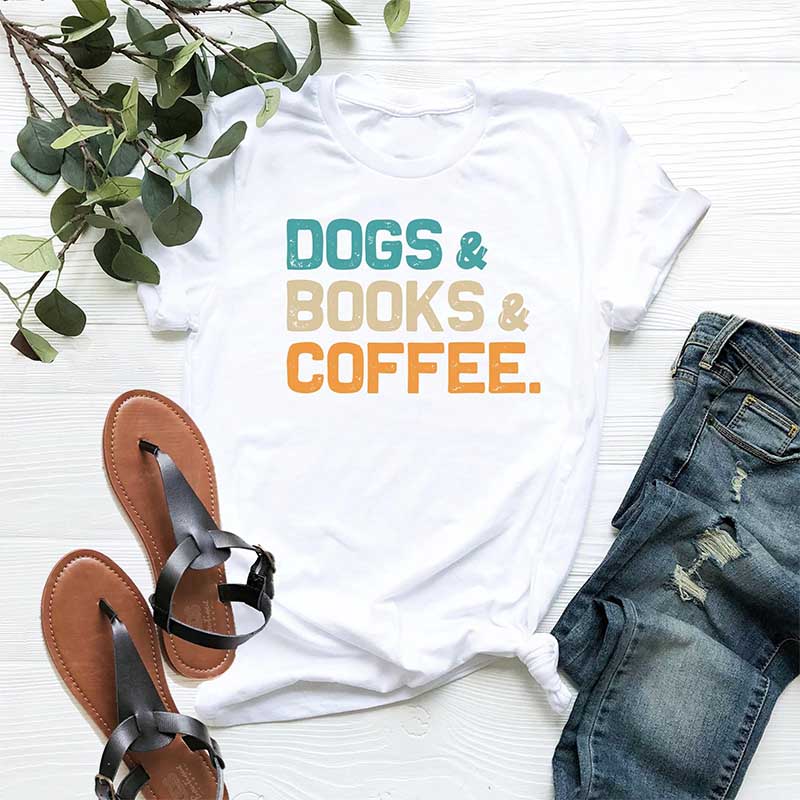 Dogs Books Coffee T-Shirt