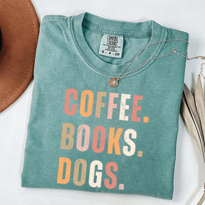 Coffee Books Dogs T-Shirt