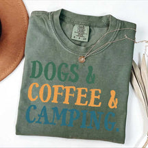 Dogs Coffee Camping Life T-Shirt