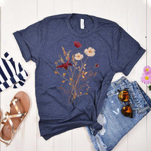 Fall Wildflower Autumn White Floral T-Shirt