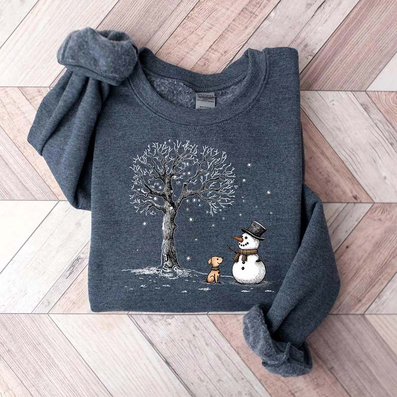 Cute Snowman Dog Lover Sweatshirt