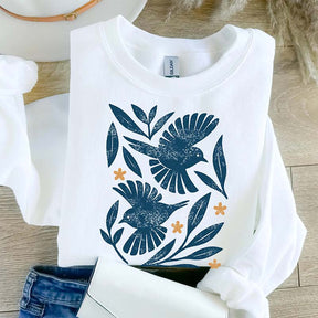 Retro Botanical Birds Sweatshirt