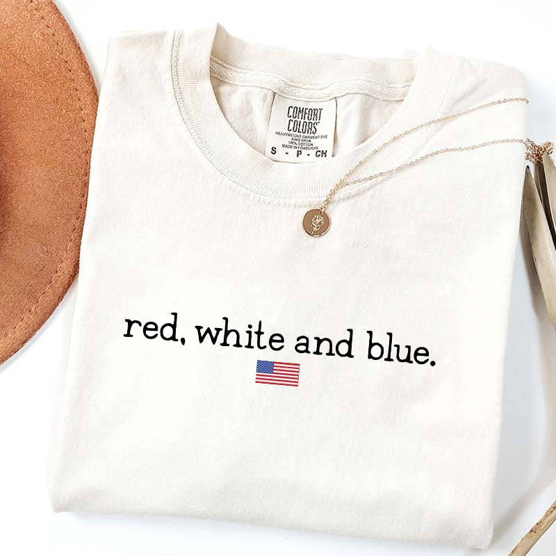 Red White and Blue Minimalist America T-Shirt