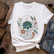 Bohemian Lotus Flower Nature Inspired T-Shirt