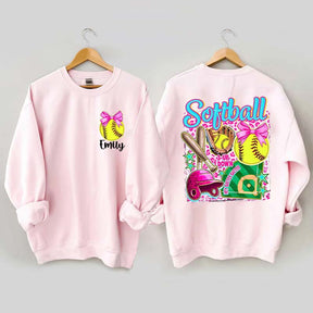 Personalized Softball Coquette Sweatshirt