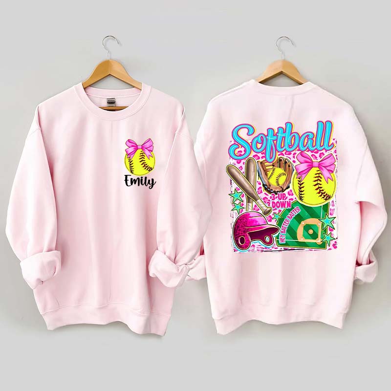 Personalized Softball Coquette Sweatshirt