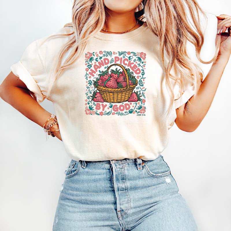 Hand-Picked by God Retro Strawberry T-Shirt
