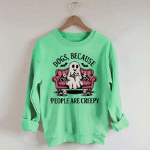 Retro Dogs Because People are Creepy Halloween Sweatshirt