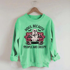 Retro Dogs Because People are Creepy Halloween Sweatshirt