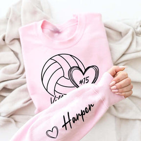 Personalized Volleyball Mom Name On Sleeve Sweatshirt