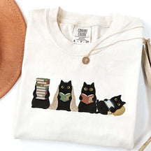 Black Cats Reading T-Shirt