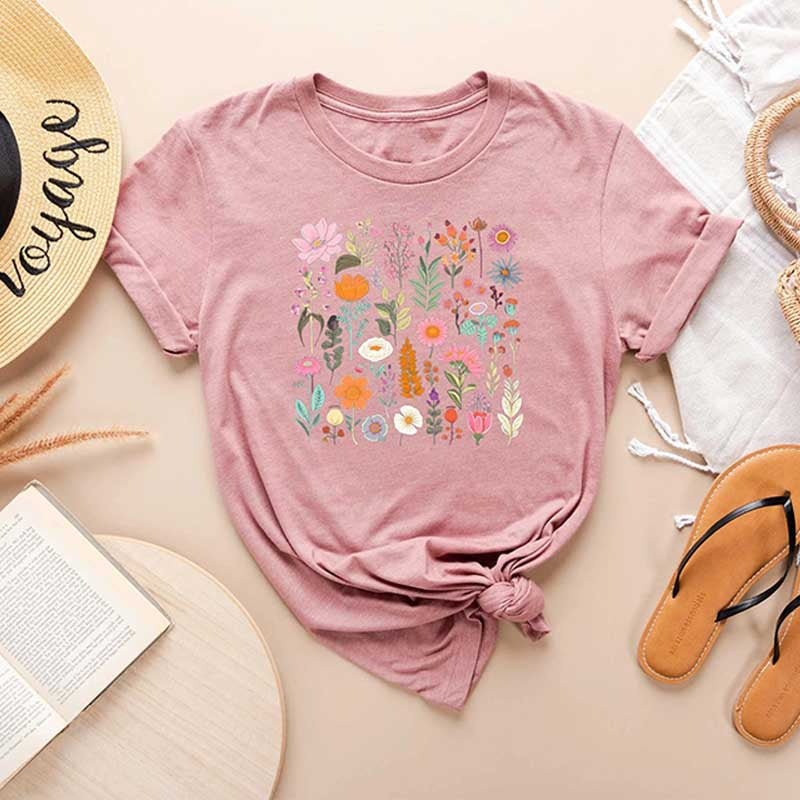 Pink Floral Wildflower Ladies T-Shirt