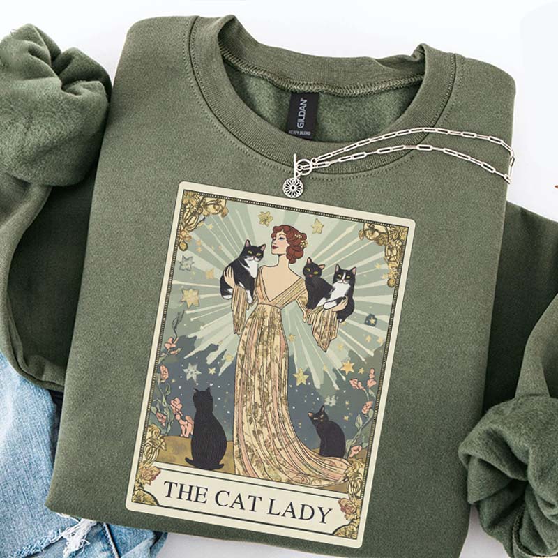 Cute Cat Lady Tarot Card Sweatshirt