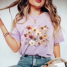 Retro Floral Boho Wildflowers Cottagecore T-Shirt