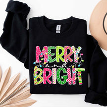 Merry and Bright Cute Family Christmas Sweatshirt