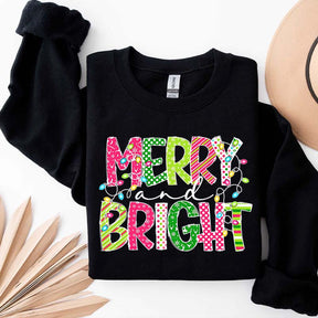 Merry and Bright Cute Family Christmas Sweatshirt