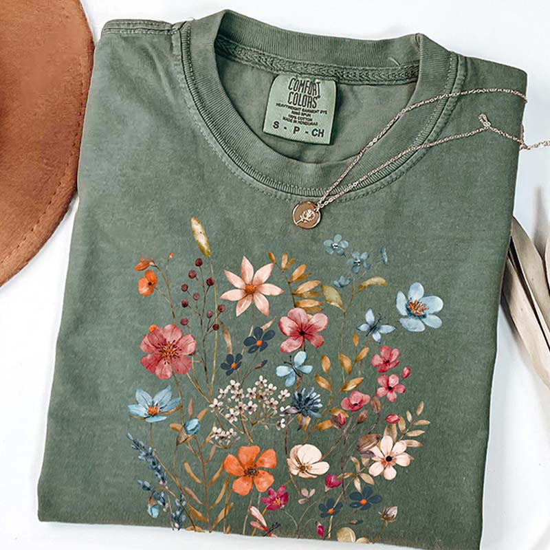 Comfort Color Floral Wildflower Graphic T-Shirt