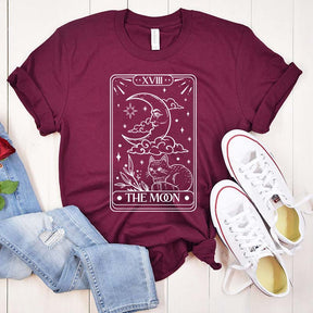 Retro The Moon Tarot Card Cat T-Shirt