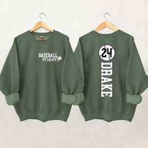 Custom Baseball Name And Number Mom Sweatshirt