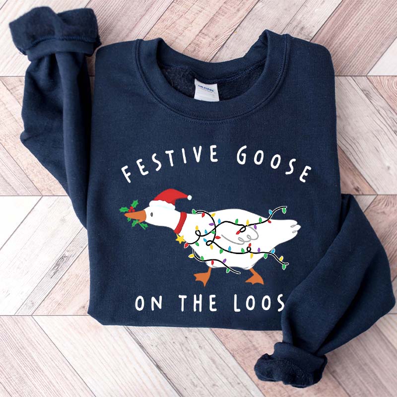 Xmas Duck Festive Goose On The Loose Sweatshirt