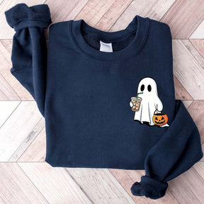 Cute Ghost Drinking Iced Coffee Sweatshirt