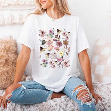Pressed Flowers Boho Cottagecore Butterfly T-Shirt