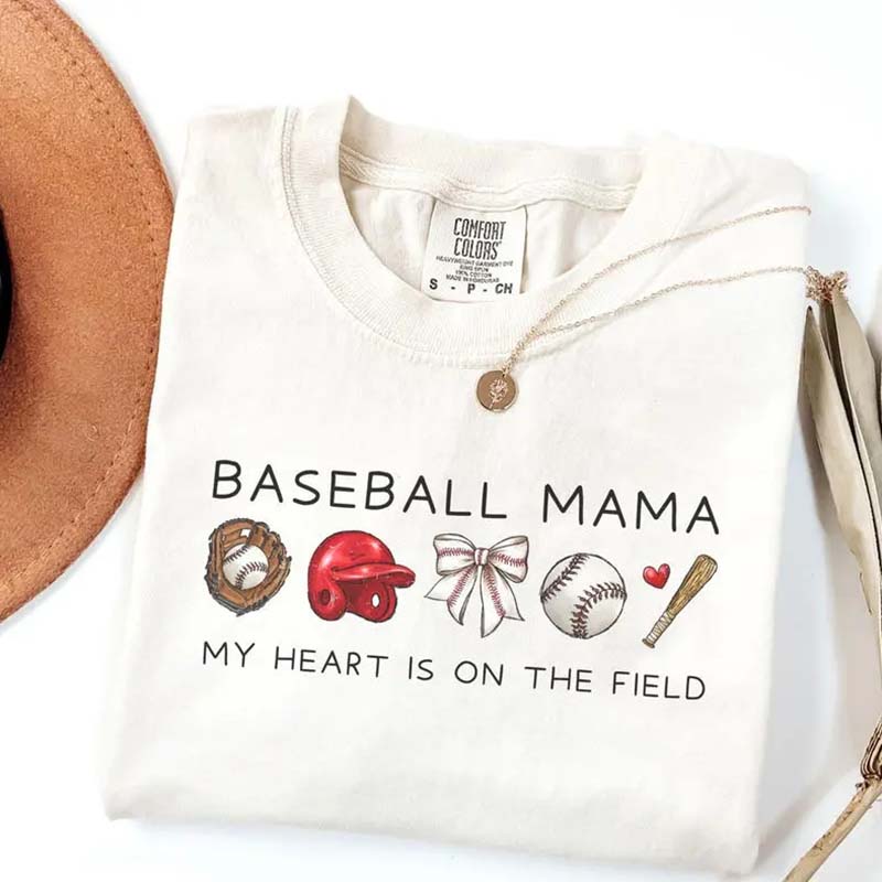 Baseball Mama My Heart Is On The Field T-Shirt