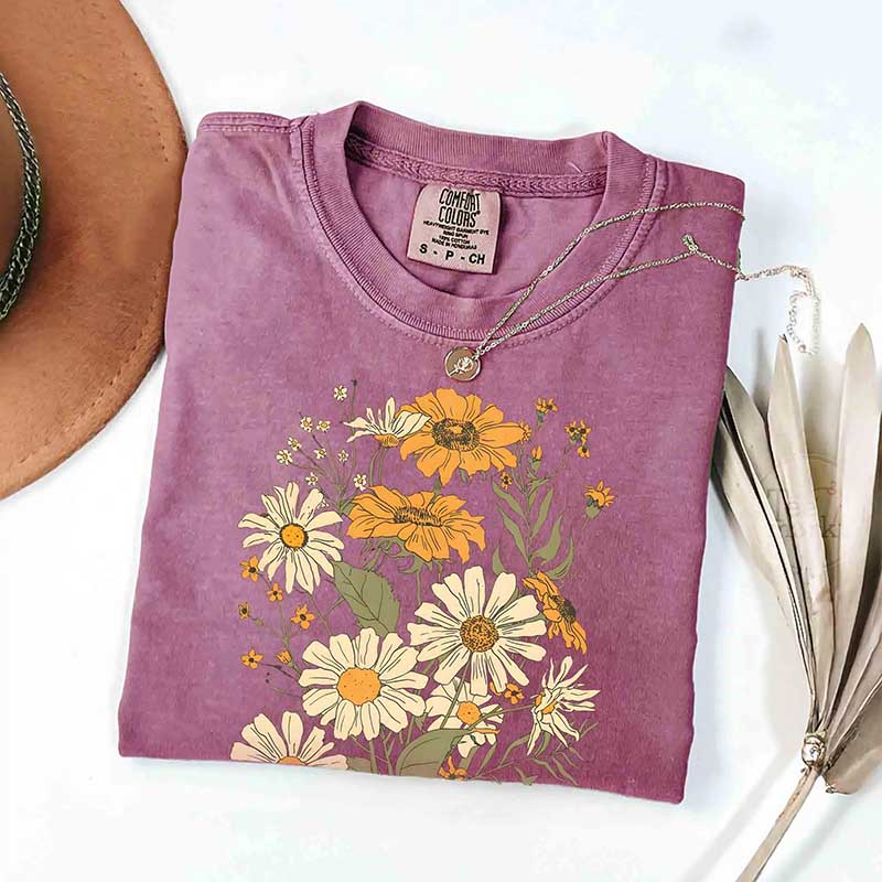 Boho Wildflowers Aesthetic Oversized Daisy T-Shirt