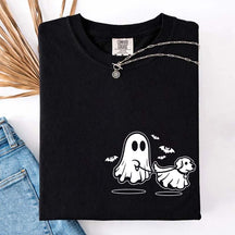 Ghost Dog And Bat Halloween T-Shirt