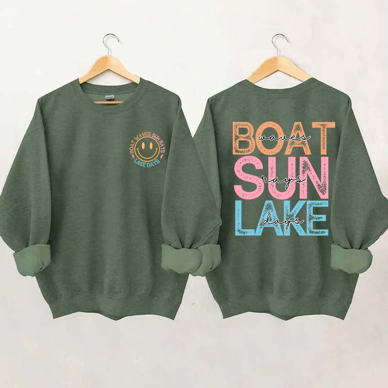Boat Waves Sun Rays Lake Days Sweatshirt