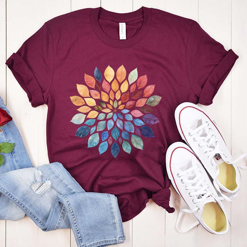 Floral Mandala Yoga Leaves T-Shirt
