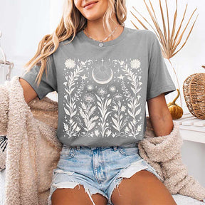 Boho Floral Moon Summer Aesthetic T-Shirt