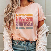 Reto Summer Palm Trees and sunset T-Shirt