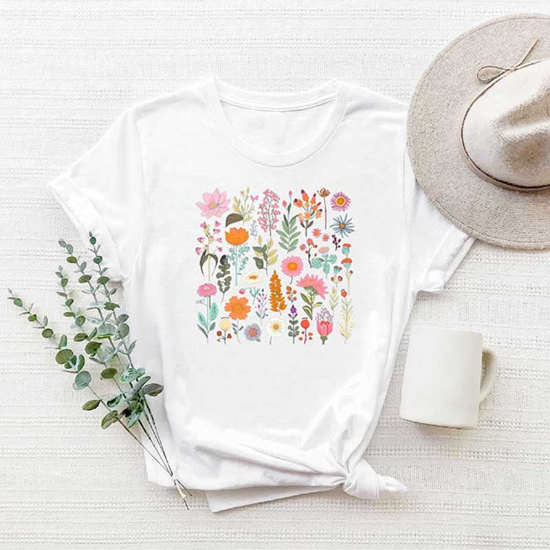 Pink Floral Wildflower Ladies T-Shirt