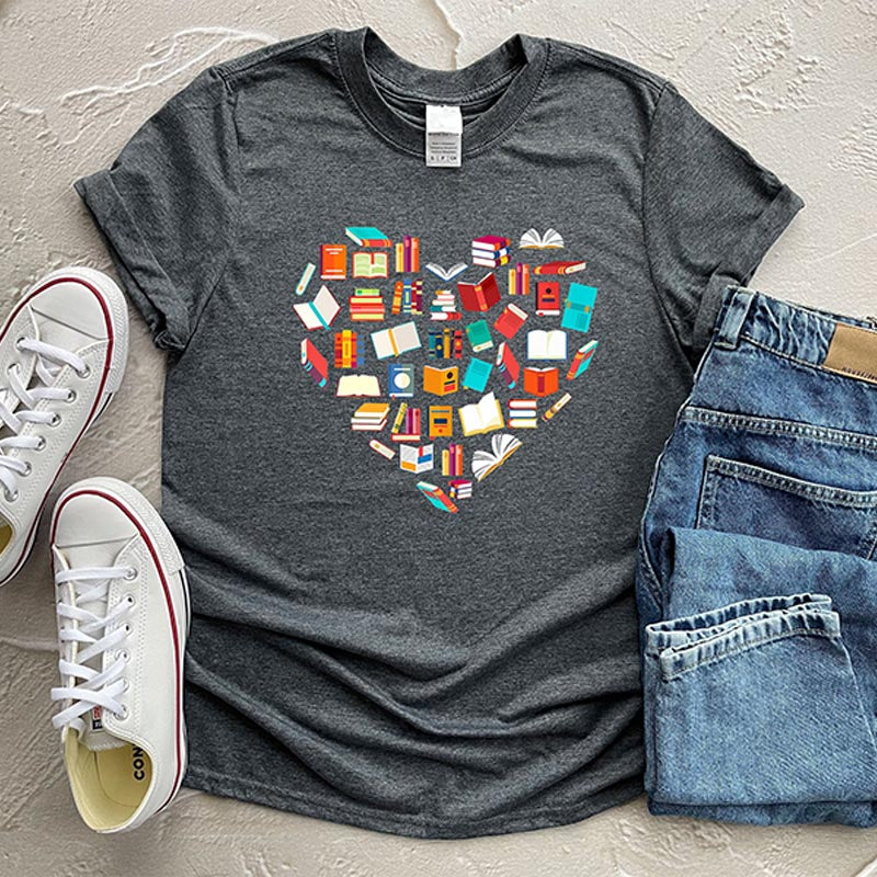 Book Heart Lover Librarian Reader T-Shirt